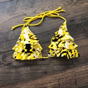 Yellow and black bikini top